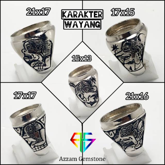 Cincin Ring Alpaka Super Karakter Wayang -Mban Batu Pirus Akik Permata