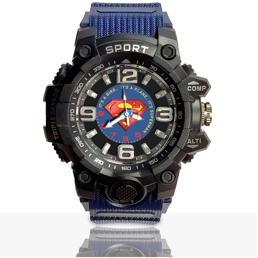 Jam Tangan Custom SUPERMAN motif 1 Ruber- Water Resistant