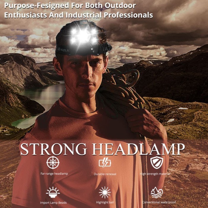 PiWare Senter Kepala Headlamp LED Cree XML T6 Plus 4 XPE 40000 Lumens