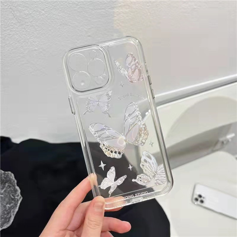 Case Pelindung Bahan Akrilik Transparan Motif Butterfly Untuk iPhone 13 Pro 13prm 11 7Plus 8Plus Xr XS 13 12 Pro Max