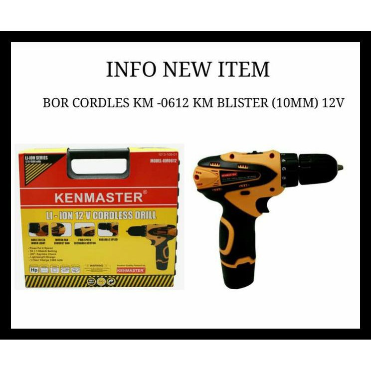 MESIN BOR BATERAI KENMASTER KM0612 - BOR CORDLESS KENMASTER - CHARGER