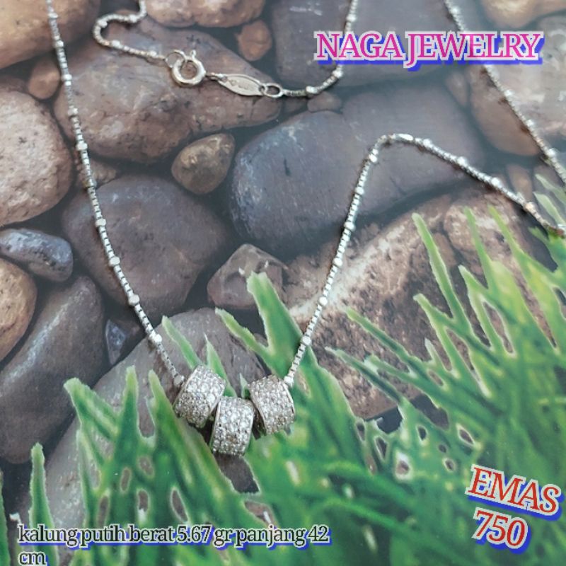 KALUNG PUTIH SET LIONTIN EMAS 750 P 42