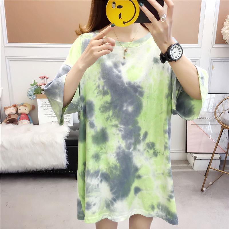 Oversize Tee Tshirt   Model Longgar Untuk Wanita Motif Tie Dye