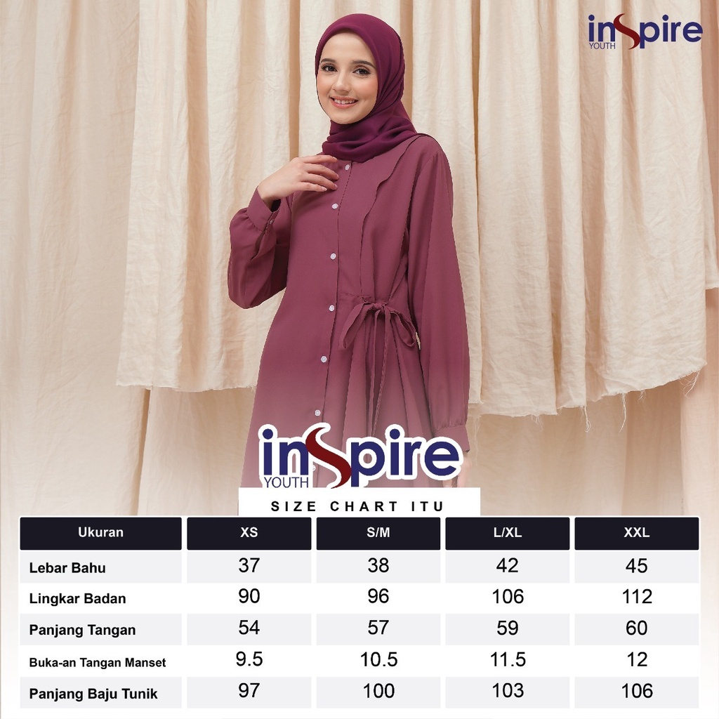 Inspire Tunik ITU 71 Atasan Polos Bahan Premium Crepe Kemeja Kuliah Modern Terbaru