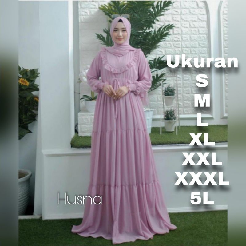 Premium Series HUSNA Dress Ceruty Babydoll Polos  Big Size Ukuran Size S M L XL 2XL 3XL 4XL XXL XXXL  XXXXL 2L 3L 4L 5L  Dress Wanita Jumbo Gamis Big Size Baju Korea Over Size