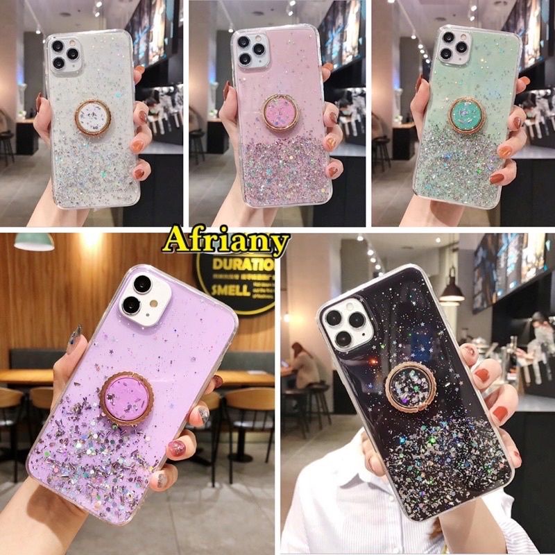 Realme 9i/Oppo A36/A76 Casing Soft Case Tpu Bahan premium Glitter+Ring glitter