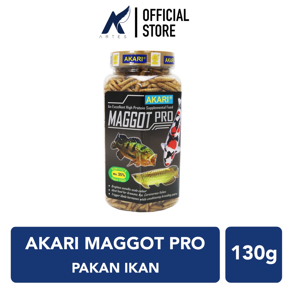 AKARI MAGGOT PRO Ulat Hongkong Kering Pakan-Makanan Ikan Predator Louhan-Lohan-Arowana-Arwana-Oscar-