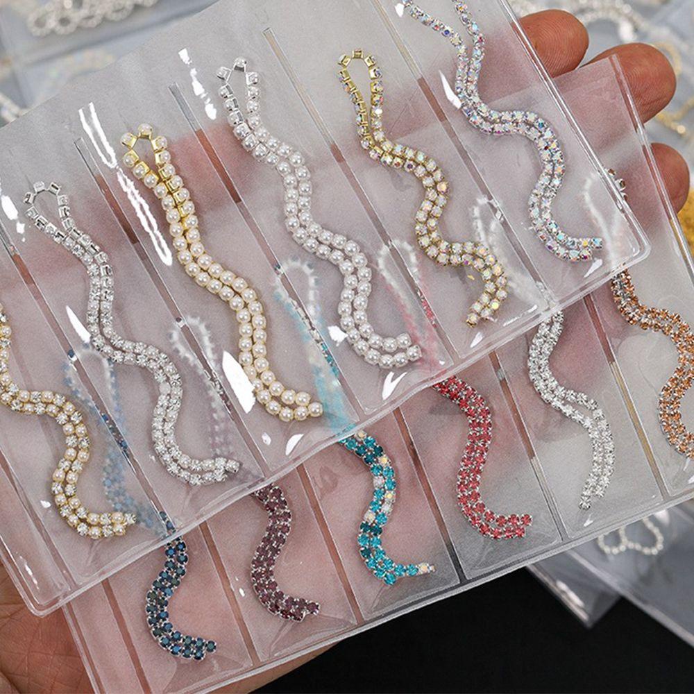 MXBEAUTY Rantai Logam Punk Wanita Emas Perak Nail Art Dekorasi DIY Pesona Kuku