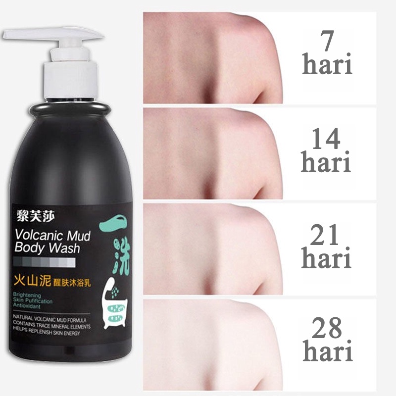 Lumpur vulkanik Body wash lotion pemutih badan 250ml/100%sabun pemutih badan Exfoliate / Improve Skin texture