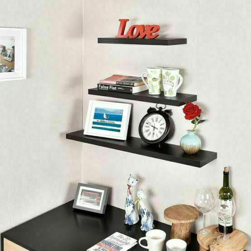 COD Rak bunga hias tv dinding dapur minimalis modern sudut pojok tempel buku boneka dari kayu rak di