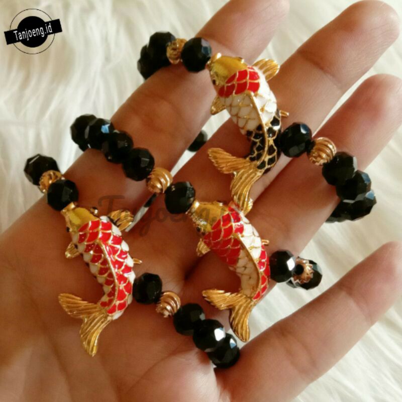 Gelang Tangan Wanita Crystal Ceko Gelang Kristal Ceko Liontin Ikan Koi