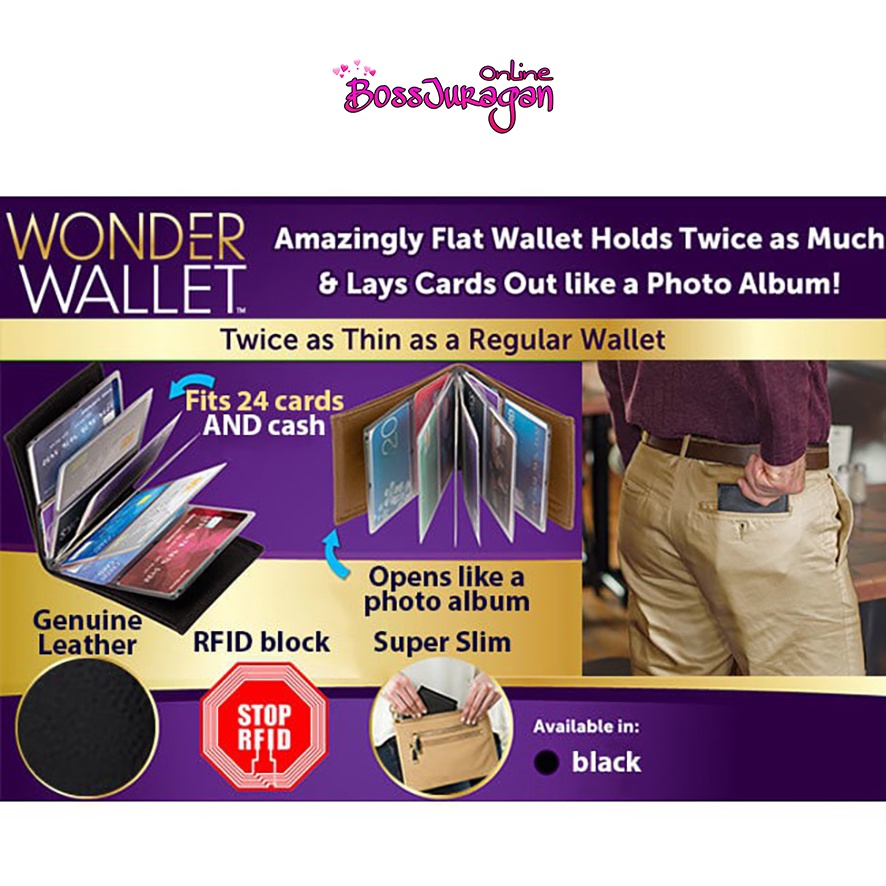 (BOSS) Wonder Wallet / Dompet Kartu Atm dan Kartu Nama / isi 12 - Hitam