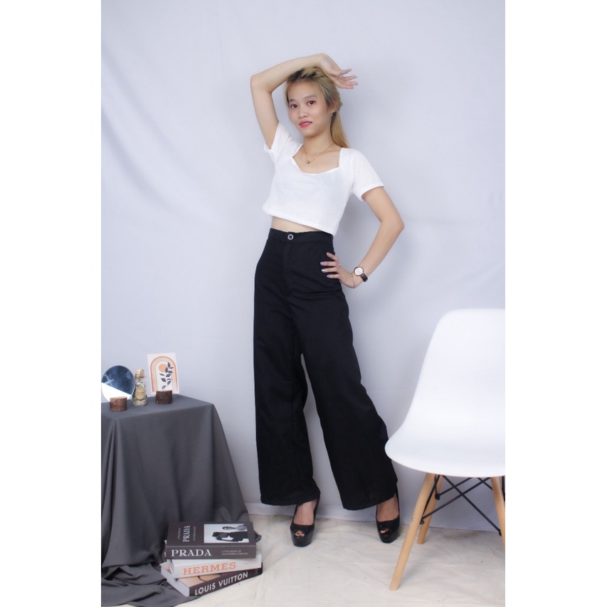 RX Fashion - Celana Kulot Panjang Hw Highwaist  Kancing Reseleting Rayon Premium - BN