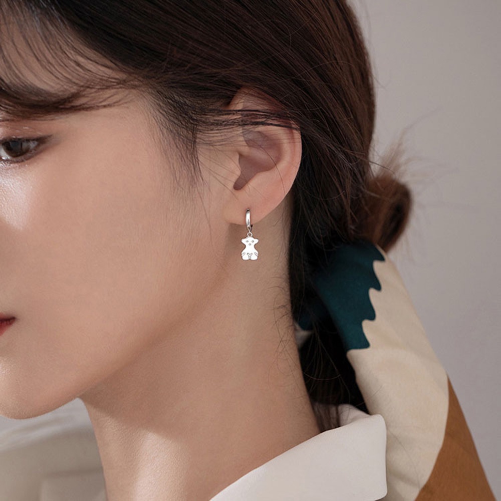 【COD Tangding】Anting Desain Beruang Hati Bahan 925 Silver Untuk Aksesoris Perhiasan