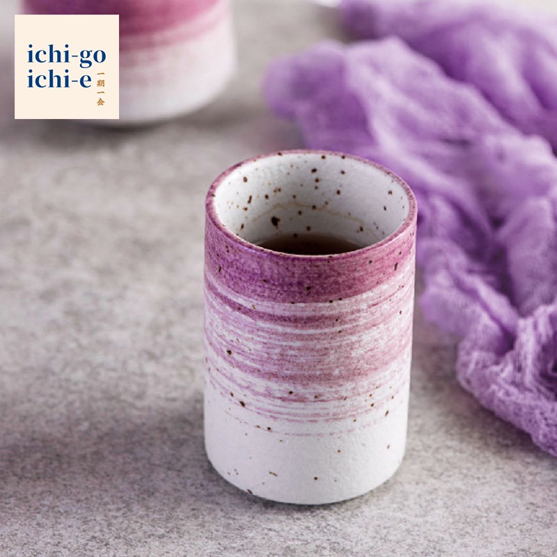 Gelas Mug kopi keramik ungu 200ml/ Zen Purple Stripe Coffee Tea Cup