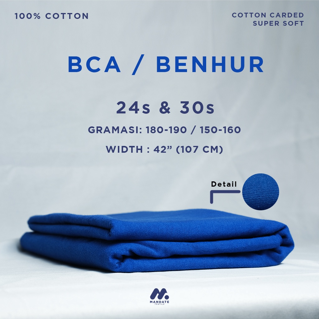 Jual 1KG KAIN KAOS COTTON S. COMBED SOFT 24S/30S BIRU BENHUR | BIRU BCA ...