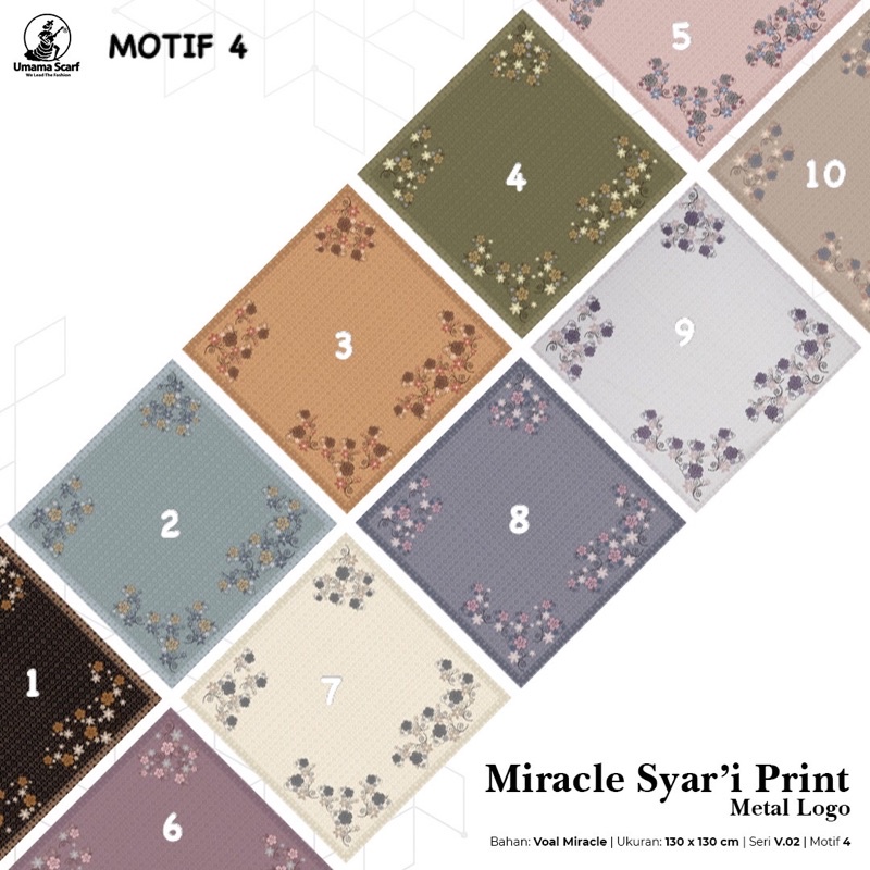 [PART 3] HIJAB SEGIEMPAT VOAL MIRACLE SYARI MOTIF LASER CUT