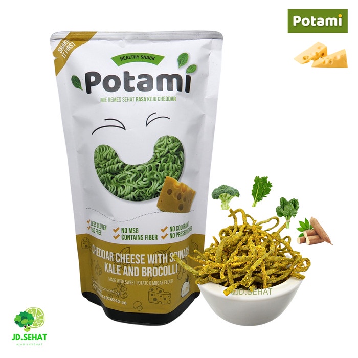 

Mie Remes Bayam POTAMI Keju Premium No MSG Less Gluten Egg Free