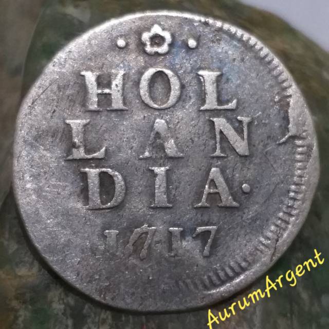 SA20-- 1 PC KOIN PERAK KUNO ASLI 2 STUIVER HOLANDIA TH 1717. -- SILVER COIN --