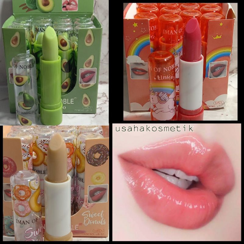 PROMO PERBOX 12PCS LIP BALM IMAN OF NOBLE TEEBARU AVOCADO + UNICORN + SWEET DONUT LB 10