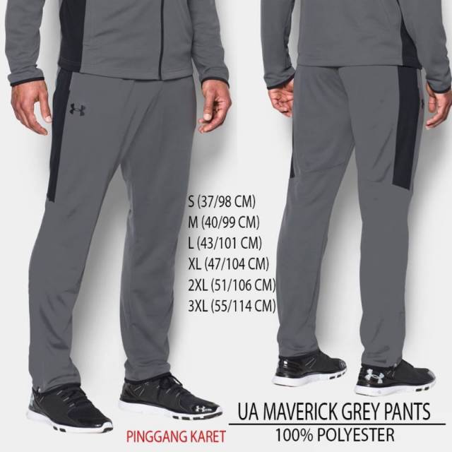 Celana branded-UNDERAMOR MAVERICK GREY /BLACK PANTS