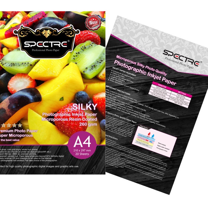 

(DISKON TERMURAH) Spectre Photo Paper 260gsm Silky A4 (20pcs/pax)