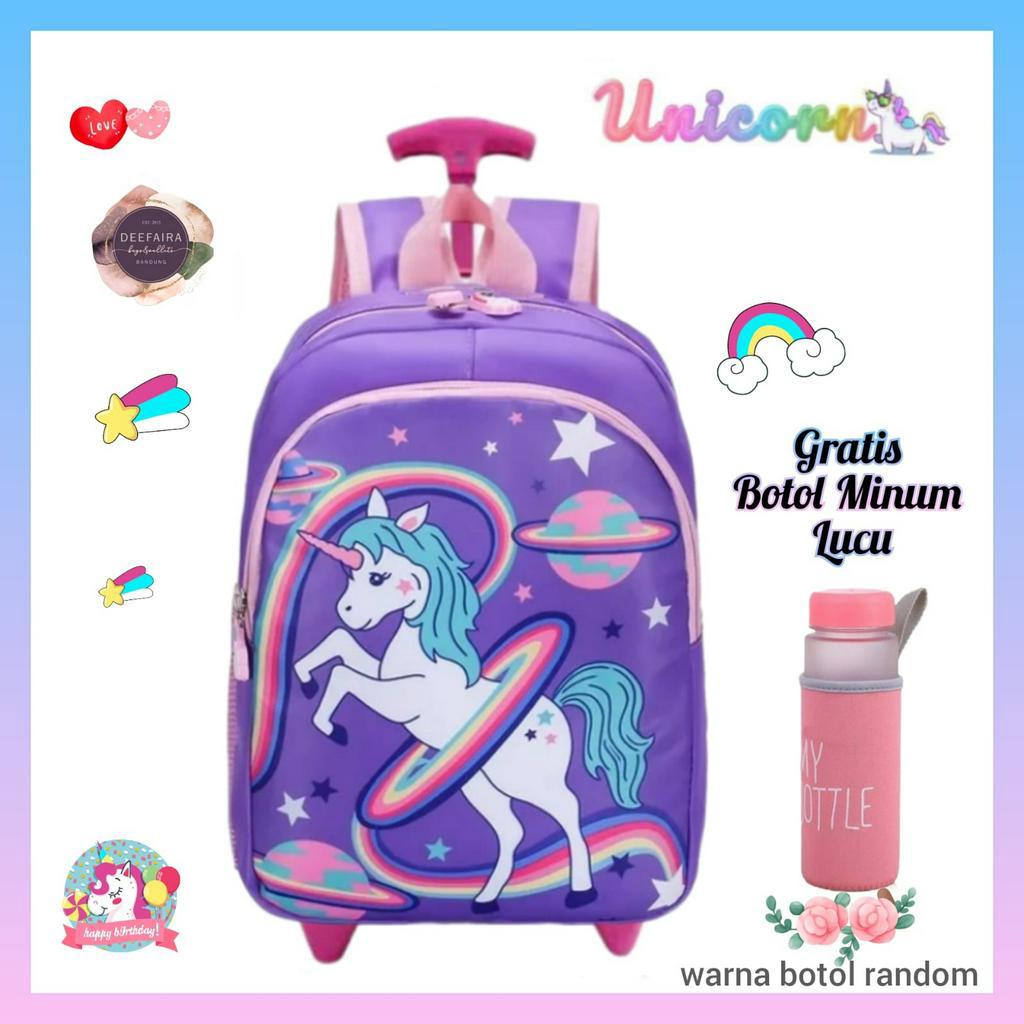 Tas Ransel Troli Anak Perempuan Terlaris Model U N1qqron Free Botol Lucu Untuk Anak Paud TK &amp; SD