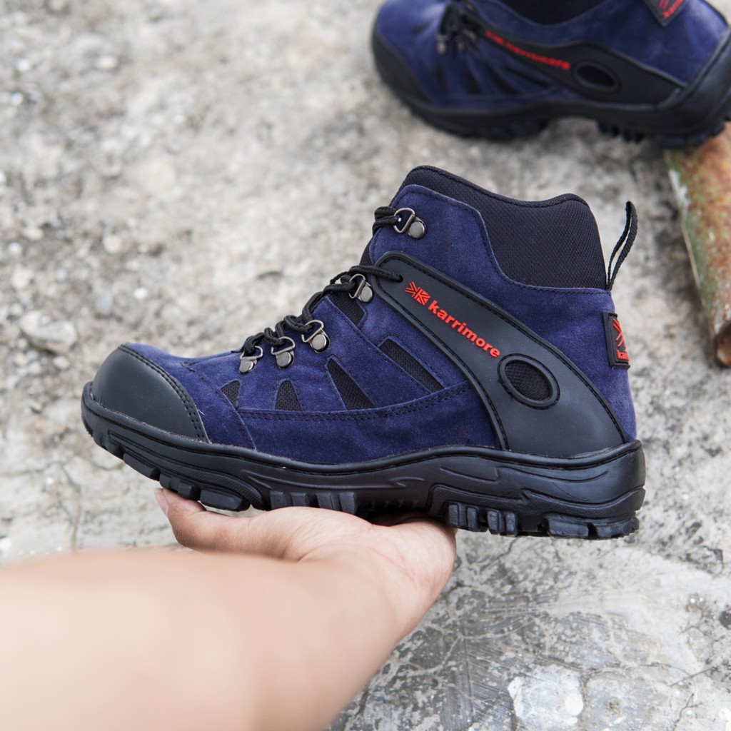 SM88 - Sepatu Gunung Pria Karrimore Navy Boots Safety Hiking Boot Septi/Sefty Cowok Outdoor Tracking