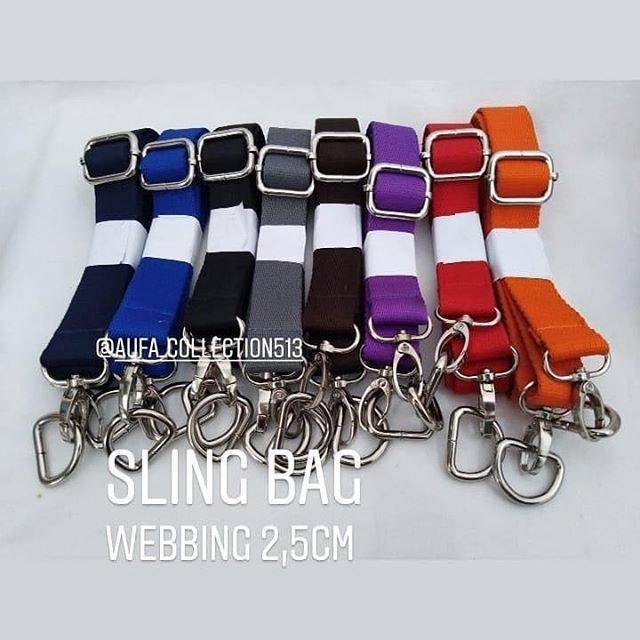Strap slingbag Webbing 2,5cm Polyester Ring Tebal Premium untuk tas Selempang