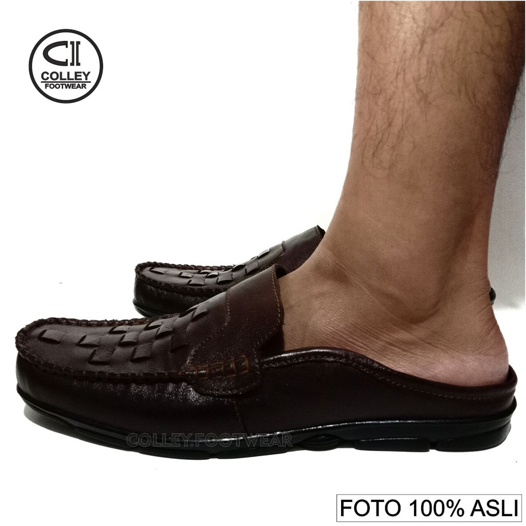 COD - SEPATU BUSTONG ANYAM PRIA 100% KULIT ASLI / LOAFERS / CASUAL LEATHER SHOES CCN-B.SMK-023