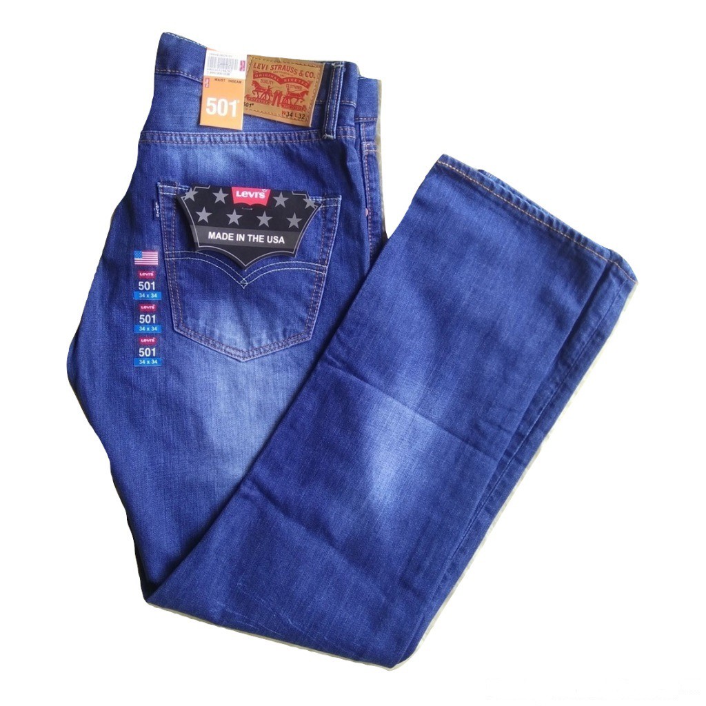 Celana Panjang Jeans Pria Levis 501 Original Made in USA Import - Light Blue