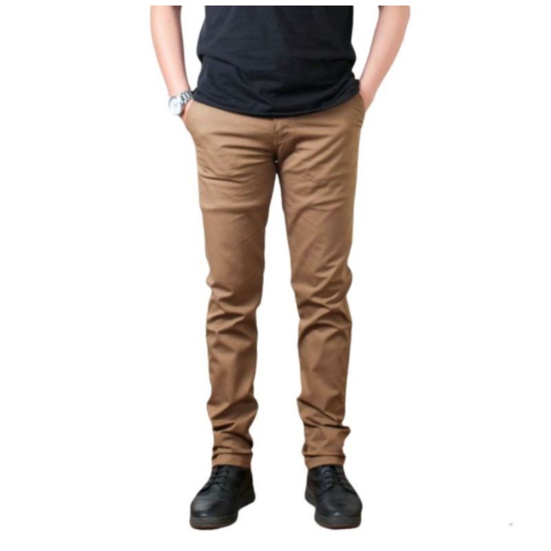 CELANA Pria SLIMFIT Panjang chino KERJA HARIAN HITAM MOCCA ABU GREY KREAM CREAM Sz 27 - 38