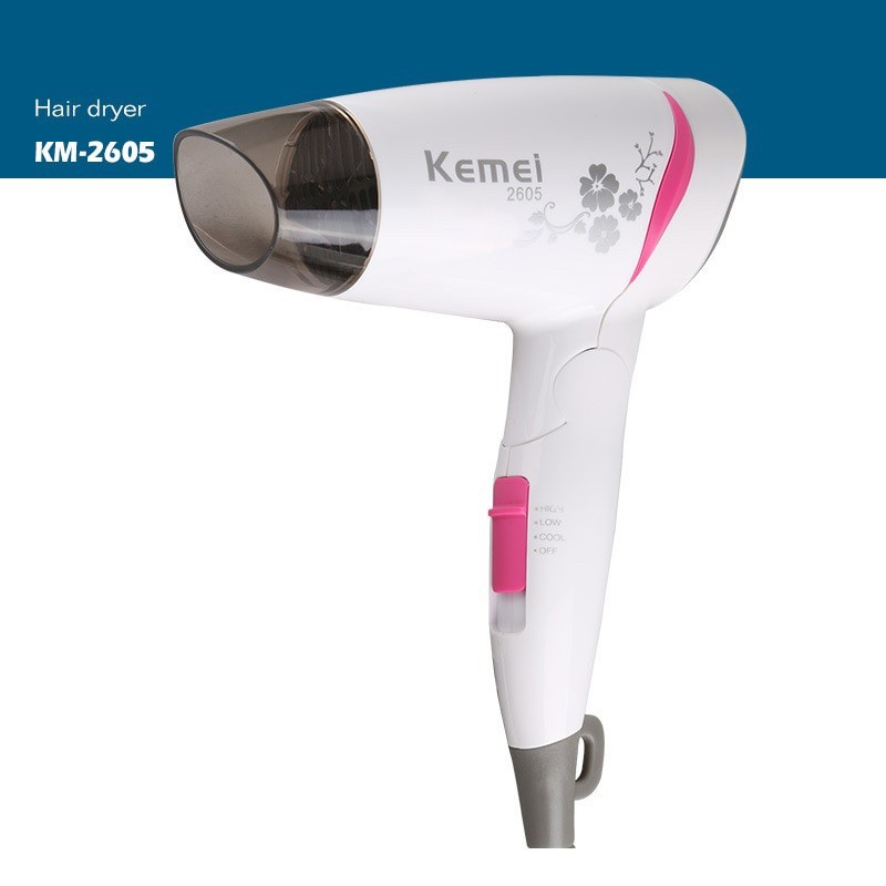 Kemei KM-2605 Pengering Rambut Hair Dryer Hairdryer Travel Lipat Panas Dan Dingin Kemei KM 2605