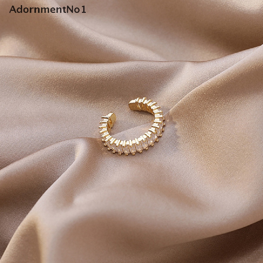 (AdornmentNo1) Cincin Terbuka Adjustable Elegan Motif Geometri Aksen Hollow Untuk Perhiasan Wanita