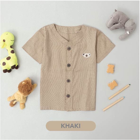 Mooi Kemeja Anak Laki-laki Lilo Button Shirt-KHAKI