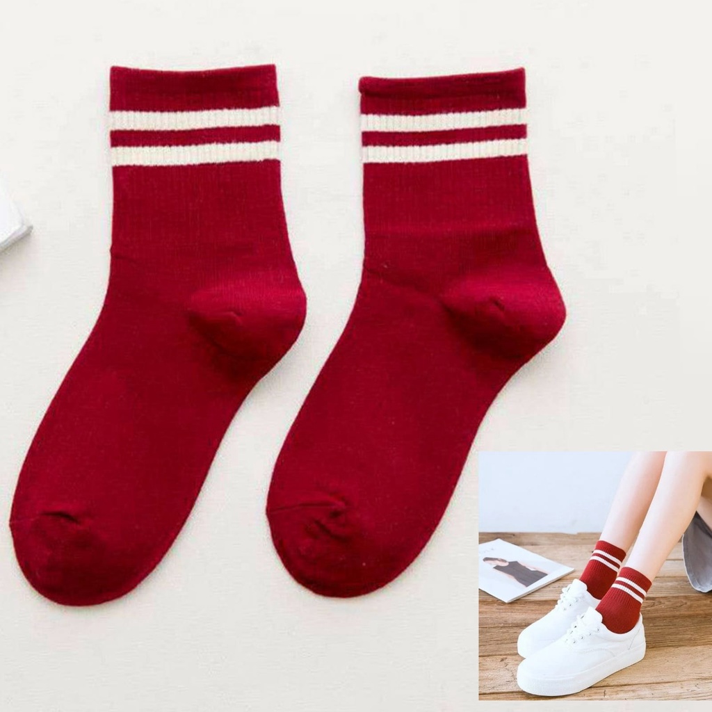 Kaos Kaki Harajuku Korea Unisex Pria Wanita Japan Strip Diatas Mata Kaki Import Quality Socks / Kaos Kaki Import Garis Mata Kaki Kekinian Hits