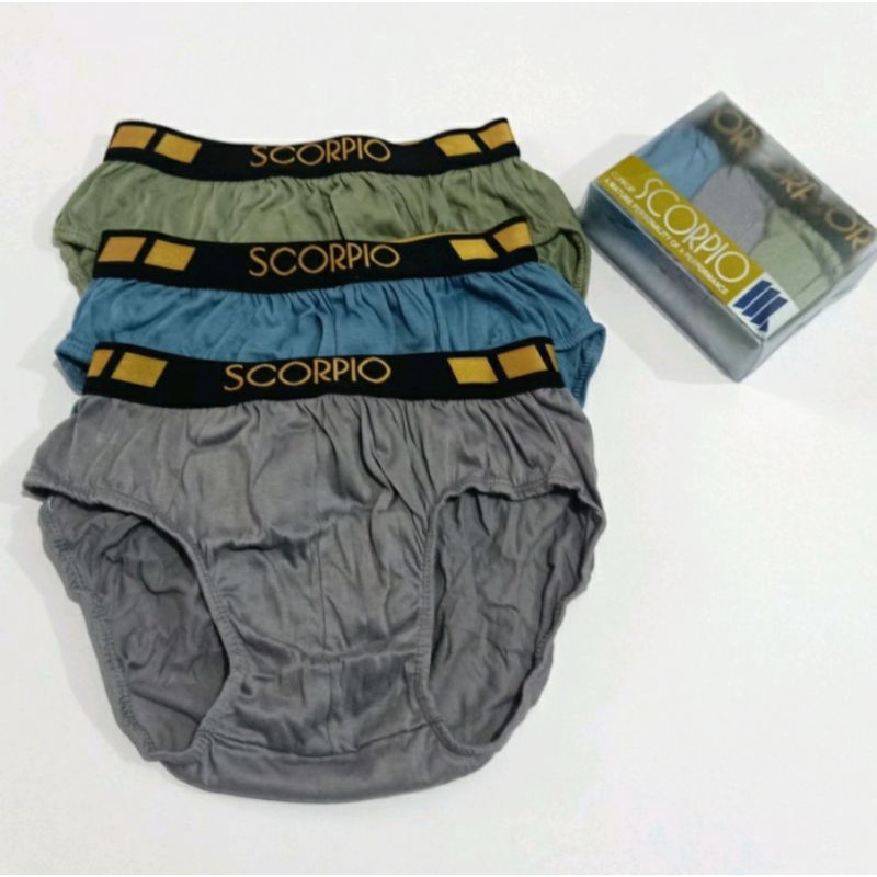 (3 Pcs) Celana Dalam Pria Scorpio Karet Boxer S, M, L, XL Underwear Man Scorpio Two Tone Boxer CD 03TT