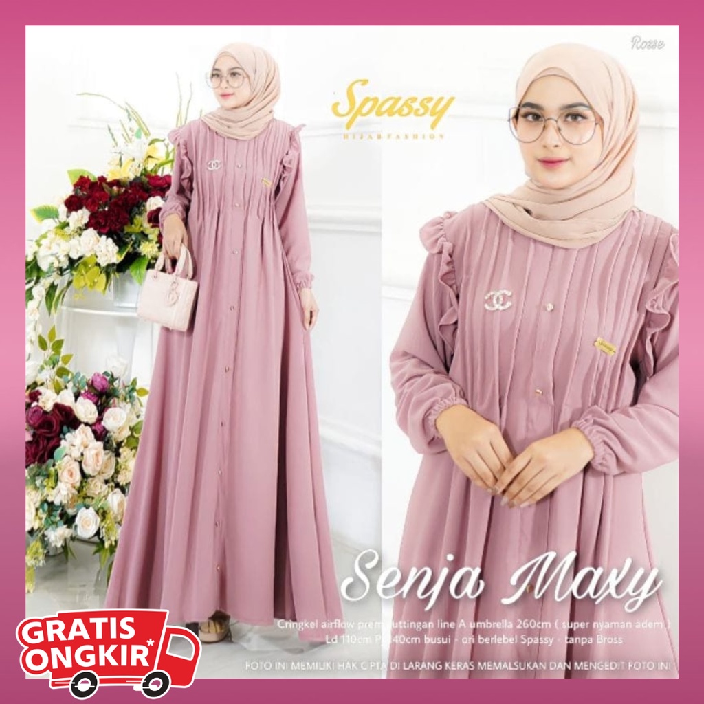 Gamis pesta syari senja maxy set dress fashion muslim muslimah wanita perempuan gadis cewek dewasa m