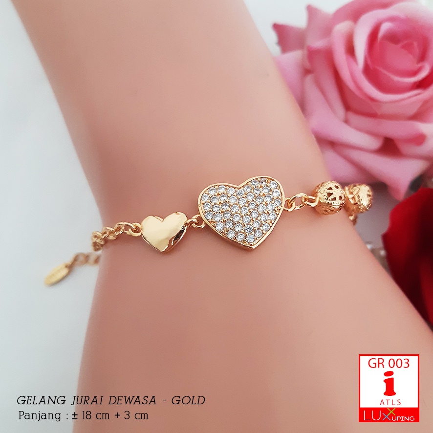 GR 003  Gelang Tangan Xuping Permata Zirkon Love Infiniti Perhiasan Lapis Emas Luxx Xuping