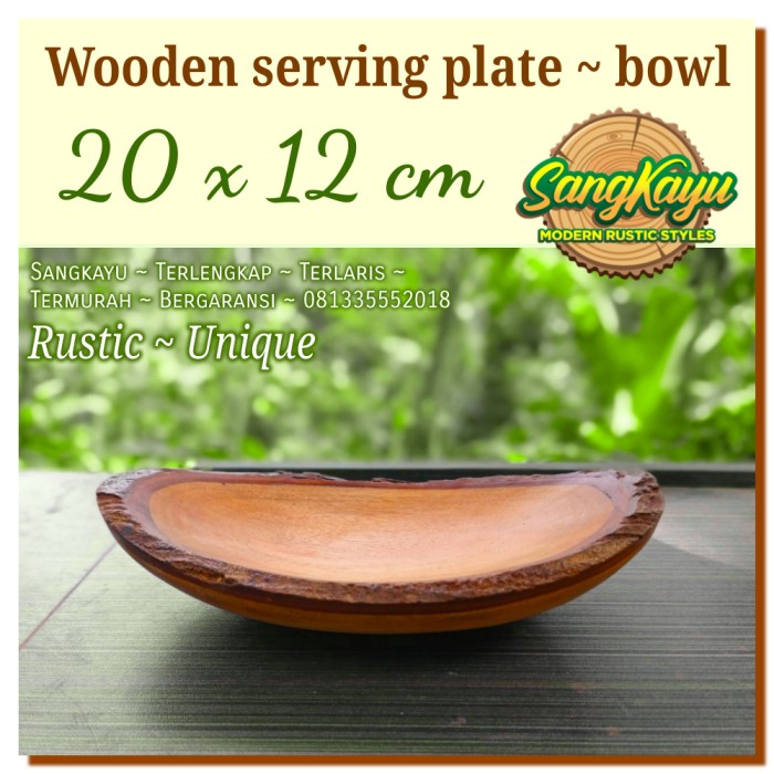 

Piring kayu unik rustic 20x12cm wooden Serving Plate tray piring saji