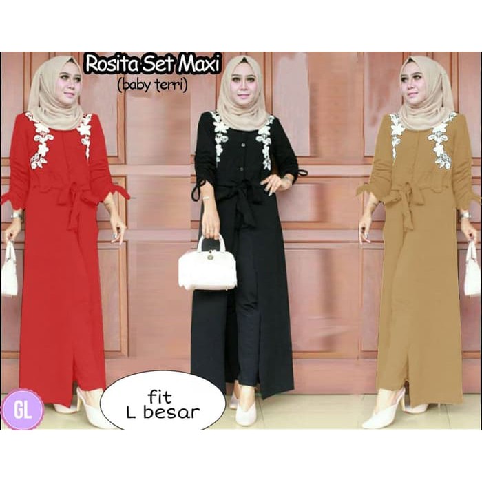 75147 rosita set maxi/stelan muslim/stelan wanita muslim/baju muslim