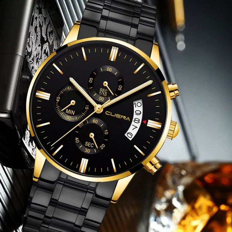 JAM TANGAN RANTAI STAINLESS STEEL BISNIS PRIA SHAARMS FORMAL ELEGAN KOREAN STYLE