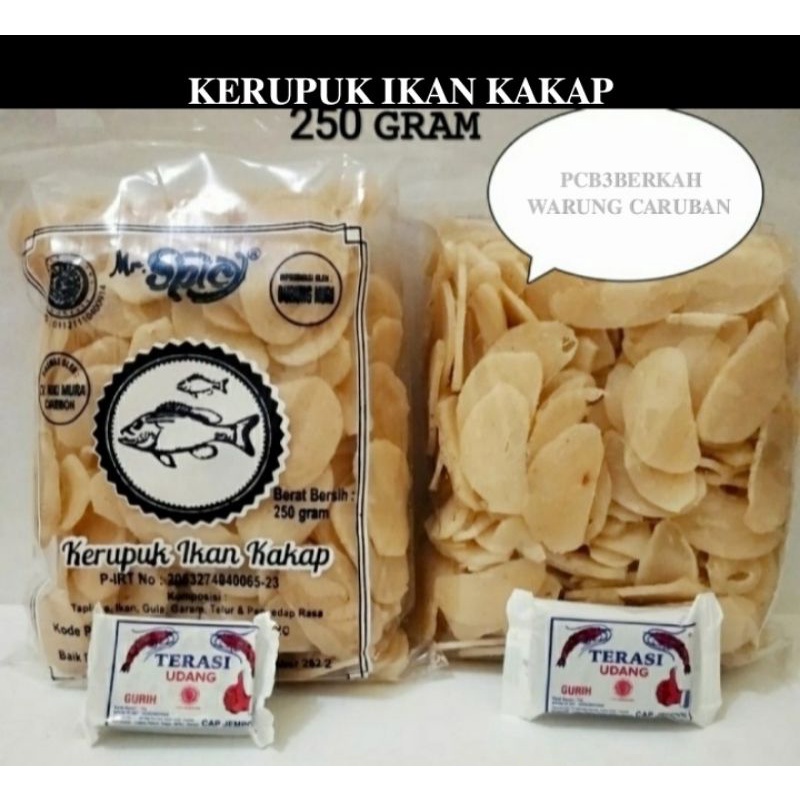 

KERUPUK IKAN KAKAP MENTAH @250GR BONUS TEH/TERASI/CANDY