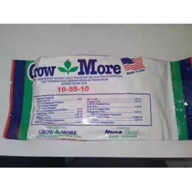 Pupuk Bunga dan Buah Growmore / Grow More 10-55-10 100gr pupuk NPK