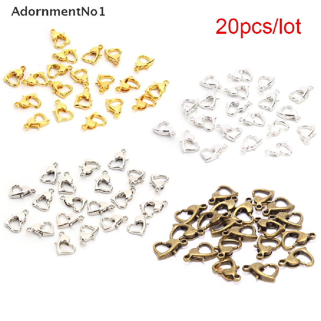 (AdornmentNo1) 20pcs Kait Lobster Bentuk Hati Untuk Membuat Perhiasan DIY