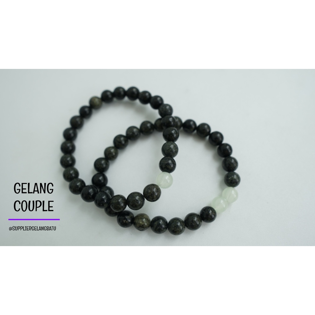 gelang batu FOSFOR BLACK JADE pasangan distance bracelet couple akik