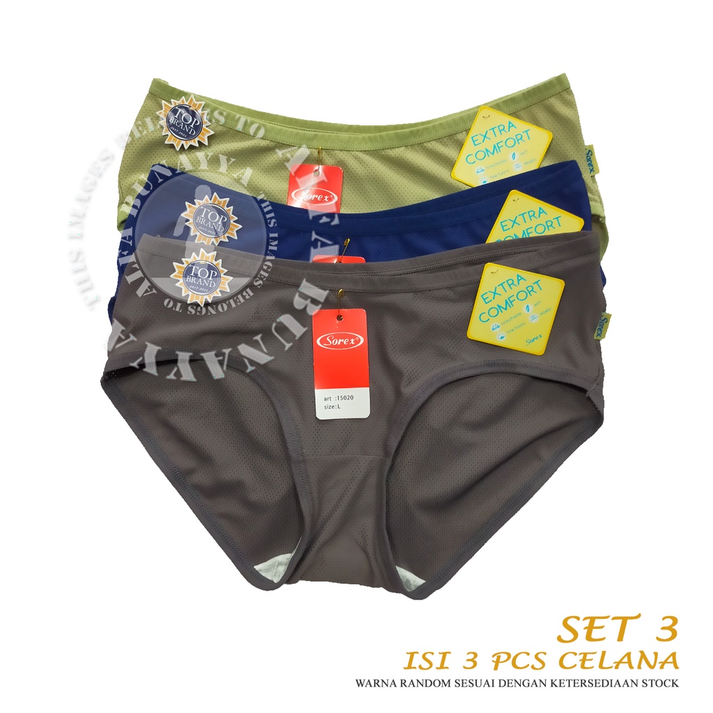 3 Pcs Celana Dalam Wanita SOREX 15020 - MINI Cutting - Extra Comfort CD Underwear - Pakaian Dalam Wanita Katun Cotton