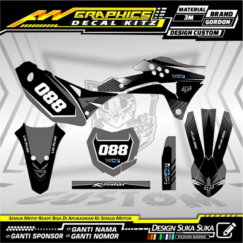 Decal Stiker KLX Gordon Silver Hitam Keren Simple