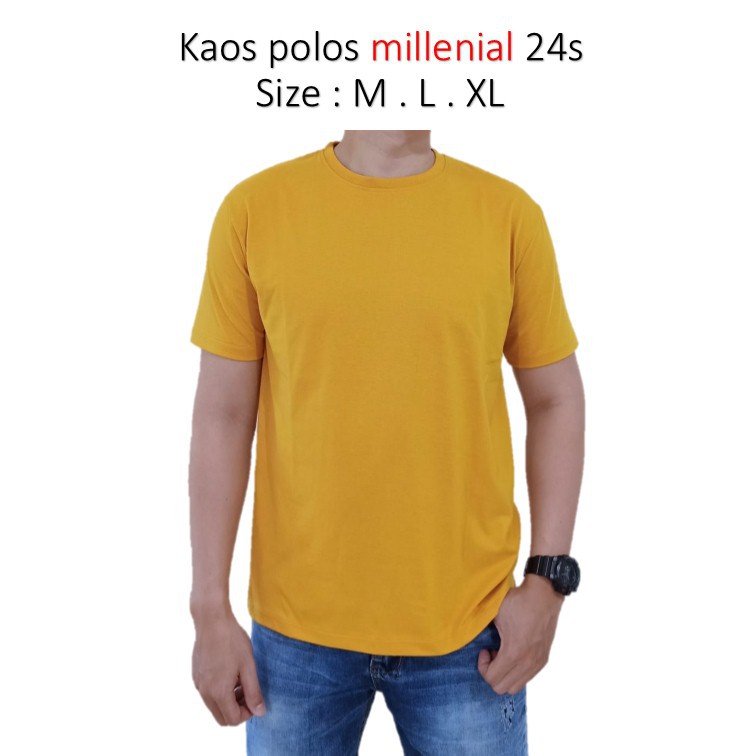 KAOS POLOS LENGAN PENDEK / COTTON COMBED 24S / KAOS UNISEX-KUNING MUSTARD