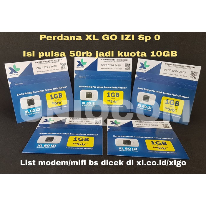 Dijual Kartu Perdana XL GO IZI Modem MiFi Unlocked Huawei ZTE Sierra Dll terbaik